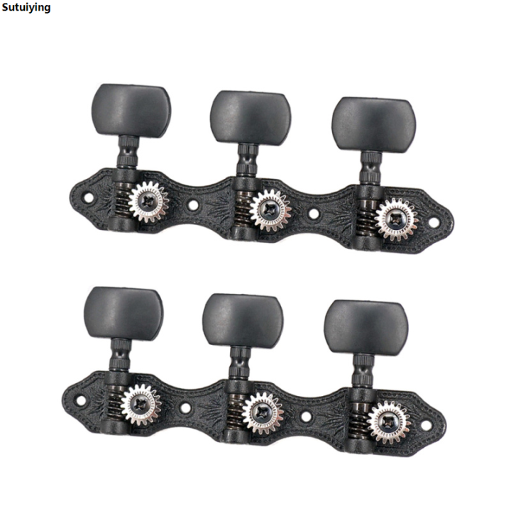 Sutuiying 1 Pair 1:18 Black Classical Guitar Tuners Machine Heads Portable Tuning Key Pegs for Classical Guitar or Flamenco Guitar