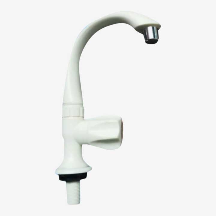 Plastic Swan Neck Wash Basin Tap Spindle with Flange (White)