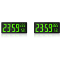 JINMY 2X LED Digital Wall Clock, Large Digits Display,Indoor Temperature&Humidity,for Farmhouse, Home,Classroom,Office Green. 