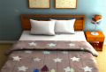 Cream Floral 3D Printed Double Bed Super Soft Fleece Blanket. 