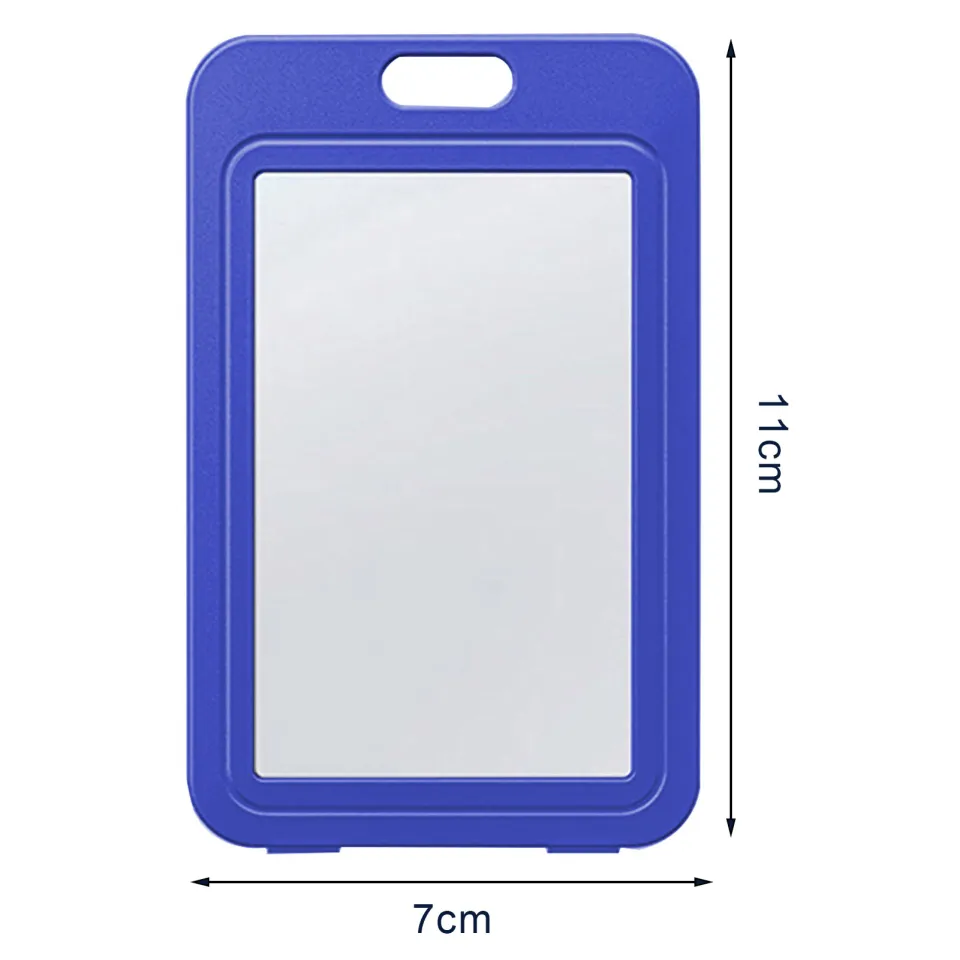 Fuutreo 80 Pack Horizontal Half Card ID Badge Holders - Hard Plastic With Grippers For Easy Swiping