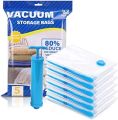 Reusable Space Saving Vacuum Storage Zip Lock Bag - Pack Of 5- Free Pump. 