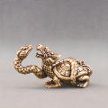 Retro Brass Mythical Python Turtle Head Turtle Body Figurines Miniatures Lucky Animal Statue CF8. 