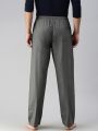 U.S. Polo Assn. Men Grey Solid Pure Cotton Lounge Pants. 