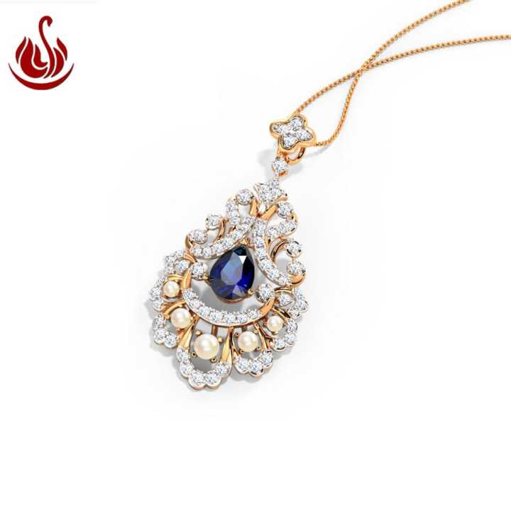 Sazuna Jewellers Alice Azure Gemstone Pendant For Women - 1 Pcs: 14 KT
