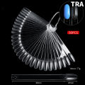 50pcs Clear Fan Shape Nail Art Polish Display False Nail Sample Sticks Nail Practice Color Display Board CF8. 