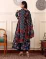 Fabdale Floral Printed Viscose Rayon Anarkali Kurta Pant Salwar Suit with Dupatta | Wedding, Party & Festive Wear (DVST-006). 