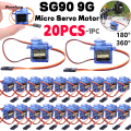 Wenefang 20PCS SG90 9G Micro Digital Servo Motor 180/360Degree Fixed-Wing Fashion Micro Gear Servo Motor for Rc Helicopter Toy Airplane Aircraft. 