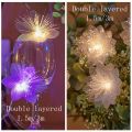 New Year Gifts LED Fiber Optic Flower String Lights Flash Double Layered Fairy Lamps Battery Powered .5M/3M Christmas Tree Flower Lights Outdoor. 
