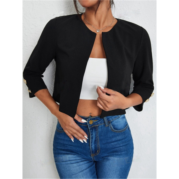 Casual%20Jackets%20for%20Women%20Solid%20Open%20Front%20Crop%20Jacket%20-%20Image%206