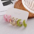 New Jewelry Fashion Trend Earrings Rings Resin Color Girls Ladies Suit Earrings Big Metal Gold Acrylic KISSWIFE Rings. 