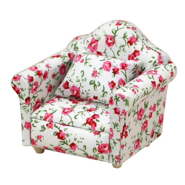 1/12 Scale Doll House Miniature Single Sofa with Pillow