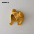 Wenefang Cute Winter Warm Kids Girl Boys Baby Hats Fleece Wool Hemming Caps with Ball Solid Wool Ear Protection Hats Soft Newborn Bonnet. 