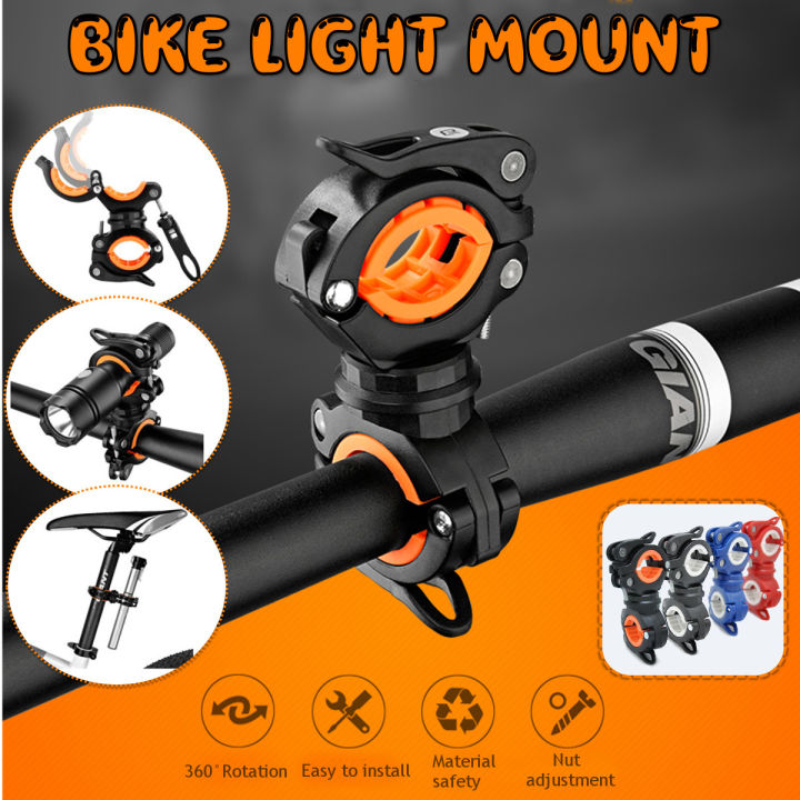 Bike Light Holder Clamp Clip Stand Cycling Headlight Flashlight
