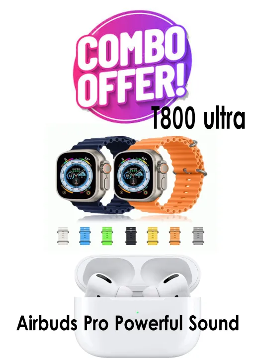 Combo Earbuds Wireless Bluetooth Airbuds with T800 Smart watch Ultra ...