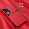 HOT Luxury Magnetic Leather Solid Color Phone Case For ViVO V50 5G Shockproof Back Cover. 