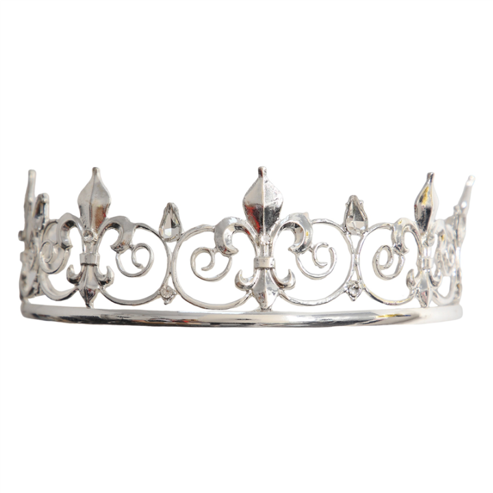 FORIDE Royal Crown for Men - Metal Prince Crowns and Tiaras, Full Round Birthday Hats,Medieval Accessories (Silver)