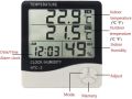 HTC-2 Digital LCD Thermometer Hygrometer And Time  - Electronic Temperature Humidity Meter - Weather Station both Indoor Outdoor.. 
