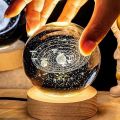 3D Crystal Ball LED Table Lamp with wooden Base. 