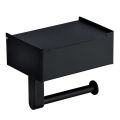 Black Stainless Steel Toilet Paper Holder with Wipes Dispenser ,Mobile phone rack for Bathroom with Wipe Storage Shelf Keep Your Wipes Out of Sight - Wall Mount Paste Mount. 