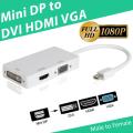 3 In 1 Thunderbolt Mini Display Port MINI DP Male To HDMI DVI VGA Female Adapter Converter Cable For Apple MacBook Air Pro MDP. 