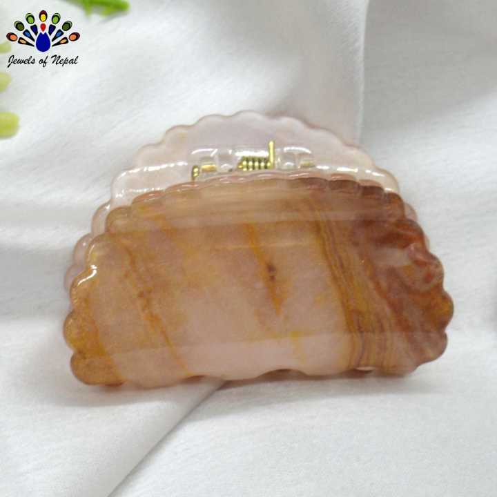 Jewels of Nepal Trendy Acrylic Resin Shell Designed Medium Sized Hair Claw Clip For Women