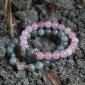 Real Rose Quartz & Labradorite Stone Couple Bracelet. 