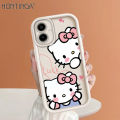 Hontinga for Samsung A06 Back Cover Cute Shy Hello Kitty Pattern Ladder Soft Camera Protection Rubber Phone Case for Girls. 