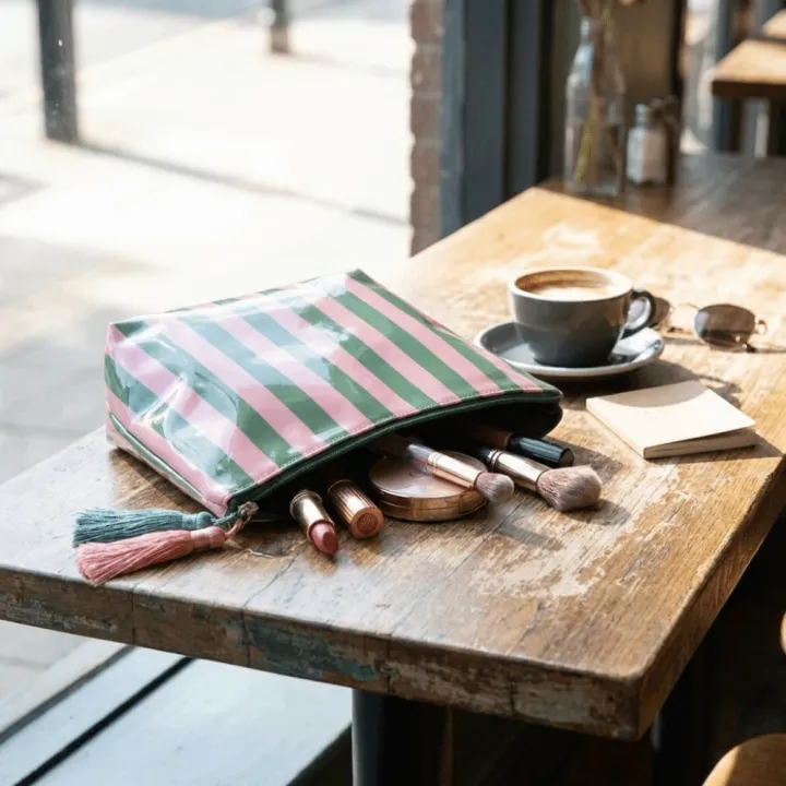 Waterproof%20Portable%20Fringed%20Travel%20Toiletry%20Bag%20Cute%20Design%20Zipper%20Closure%20PVC%20Striped%20Cosmetic%20Bag%20Large%20Capacity%20Glossy%20Makeup%20Brush%20Bag%20Wash%20Storage%20-%20Image%204
