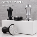 1 PCS 58Mm Espresso Tamper Premium Barista Tools Tamper Stainless Steel with Spring Thread Bottom Silver. 