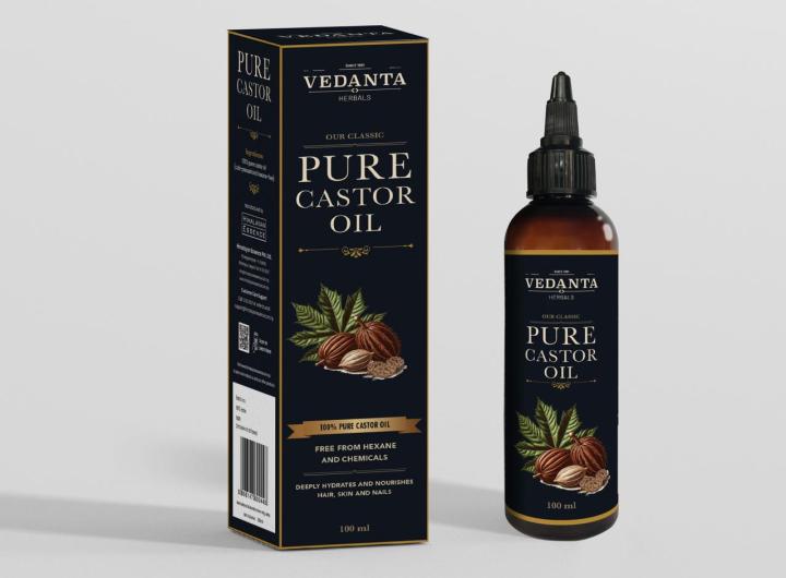 Pure Castor Oil | For Overall Hair Health And  Multipurpose Usages | Vedanta Herbal's | 100 ML