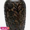 Wooden Flower Vase 12" Set Of 2. 