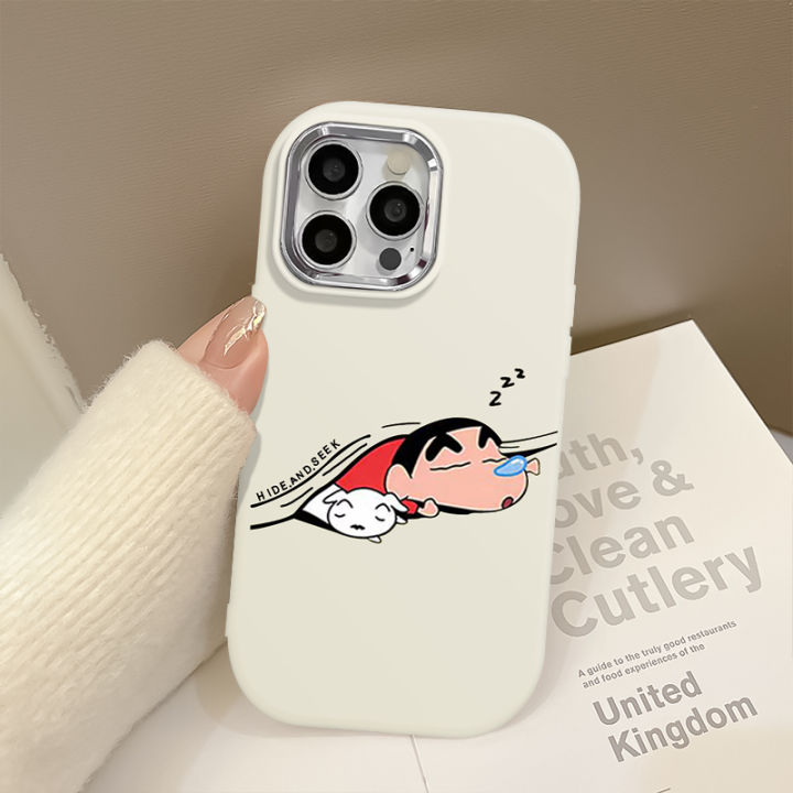 Crayon Shin-chan Phone Case Compatible for IPhone 15 11 7Plus XR 13 11 12 14 15 Pro Max 7 8 Plus XS Max Fuel Injection Shockproof Soft Cover