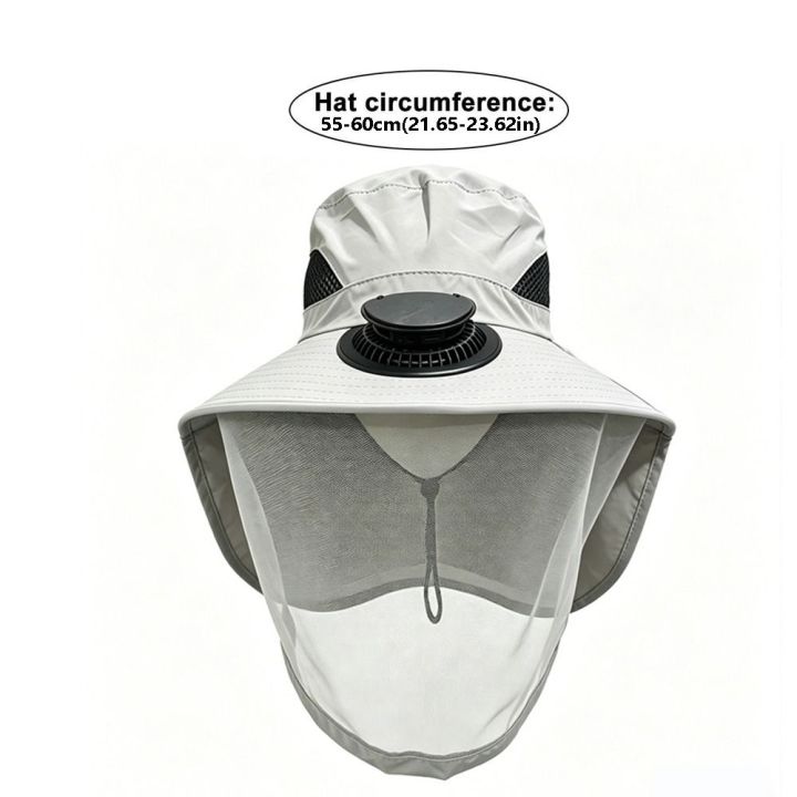Casual%20With%20Net%20Mesh%20Mosquito%20Head%20Net%20Hat%20Foldable%20Breathable%20Wide%20Brim%20Sun%20Cap%20UV%20Protection%20High%20Wind%20Power%20Solar%20Fan%20Hat%20Fishing%20-%20Image%202