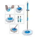 Stainless Steel Pole Spin Mop Extendable Handle 360 Degree Rotating Floor Cleaning Mop- Blue. 
