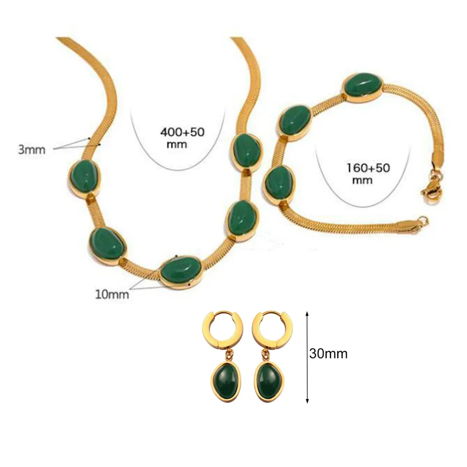 Affordable Lady Prom Jewelry Set Elegant Faux Emerald Jewelry Set