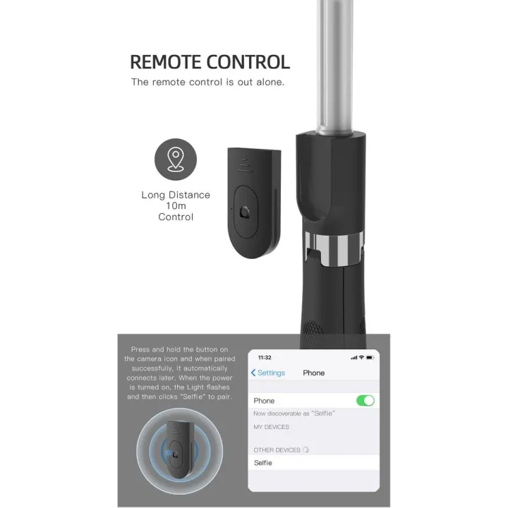 H1%20Wireless%20Bluetooth%20Selfie%20Stick%20tripod%20monopod%20stand%20Phone%20holder%20for%20Outdoor%20travel%203%20IN%201%20-%20Image%203