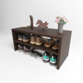 Office Shoe Table Wooden Open Shoe Rack, 2 Tier Shoes Organizer Shelf for Office Entry Way Cabinet In Brown. 