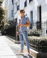 Soft Cotton Linning Print Half Shirt For Men - White With Blue Linning | Fashion Linning Print Half Shirt For Men. 