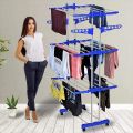 Stainless Steel Heavy Duty Double Pole 3 Layer Cloth Drying Stand For Balcony | Cloth Stand | Clothes Dryer Stand. 