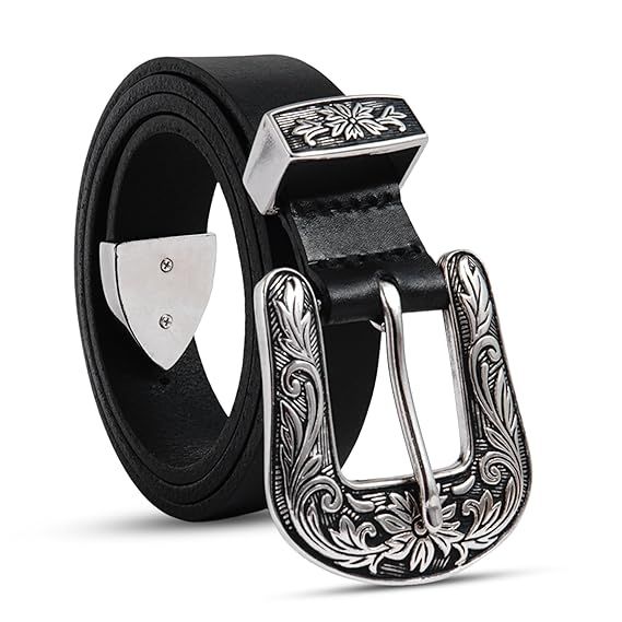 Leather Single Brass Buckle Belt Women - Formal & Casual Wear, Adjustable Size