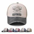 Washed Cotton Baseball Cap Summer Hip Hop Motorcycle Print Snapback Fitted Hat. 