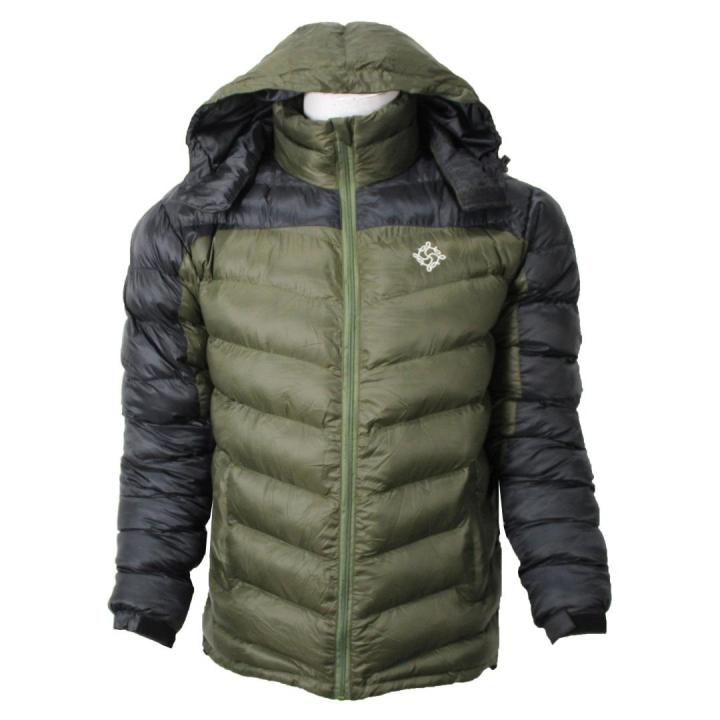 Two-Tone Silicon Down Jacket- Army Green/Black