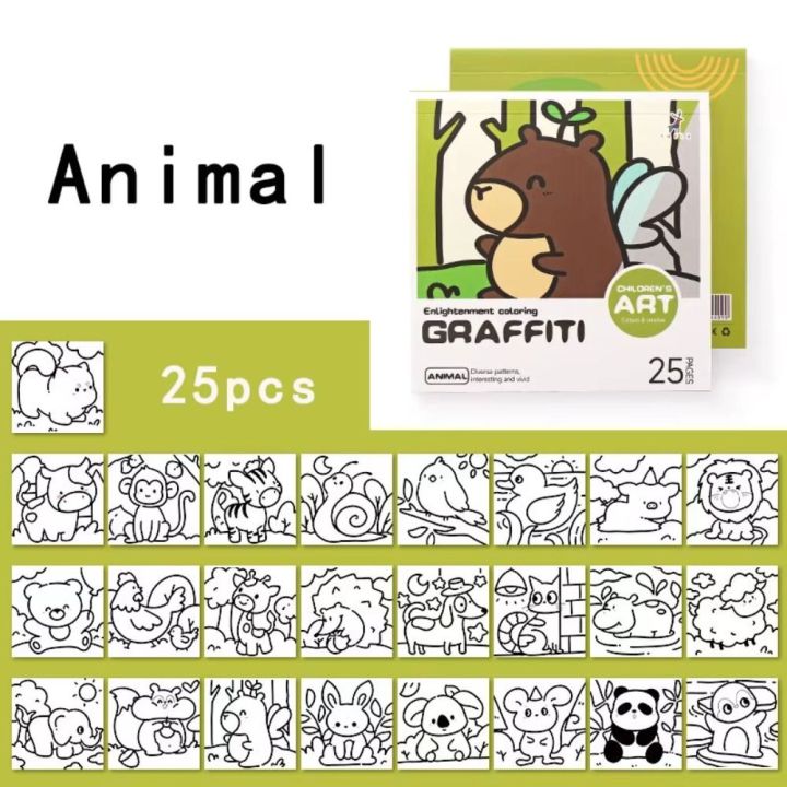 DIY%20Mini%20Cartoon%20Coloring%20Book%2025Sheets%20Note%20Coloring%20Watercolor%20Coloring%20Book%20Portable%20Doodle%20Books%20Drawing%20Practice%20-%20Image%208
