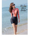 Push Up Padded Printing Leaf Pattern Zipper Swimwear Women One Piece Wetsuit Women Diving Suit. 