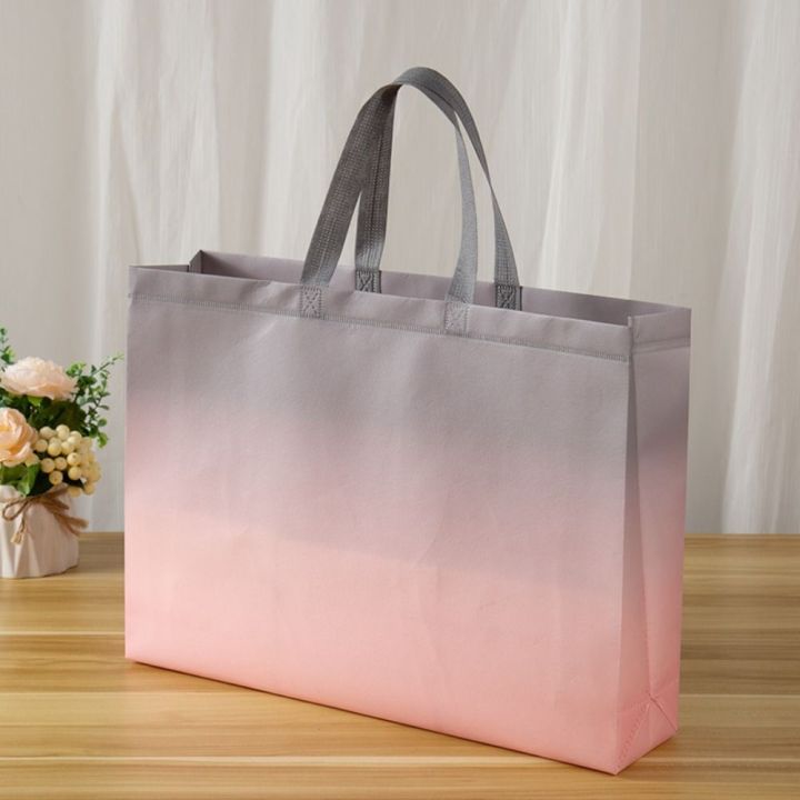 Durable Gradient Color Non Woven Bag Reusable with Handle Tote Bag Environmental Large Capacity Gift Pouch