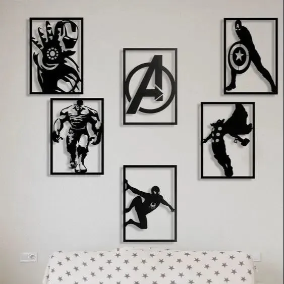 Marvel%20Superhero%20Avengers%20Collections%20Wooden%20Wall%20Decor%20Frames%206%20pc%20-%20Image%202