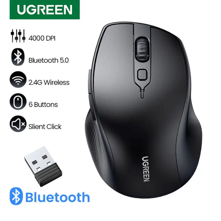 Ugreen Ergonomic ContouredShape Design Wireless + Bluetooth Mouse
