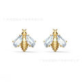 【Top Picks】Shi Jia 1:1 Original Template Golden Hornet Simple Ear Studs Female Swarovski Crystal Earrings Female. 