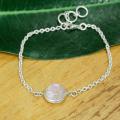 White Rainbow Moonstone Pure Silver Bracelet For Women - 7G. 